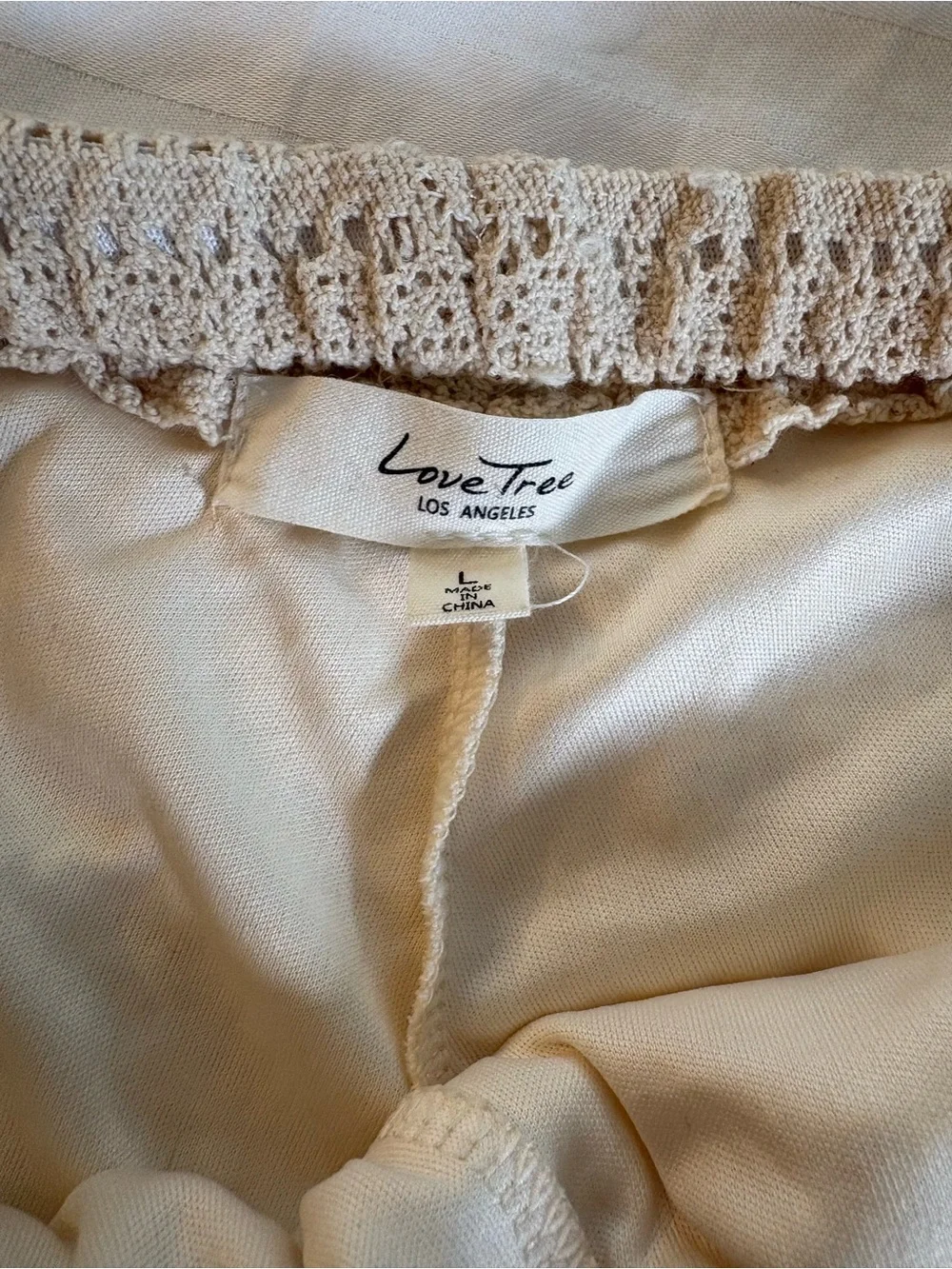 Love Tree Crochet Lace Shorts in Creamy Beige